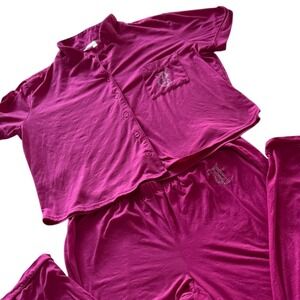 Juicy Couture Pajama Set‎ Pink Velour Lounge Sleepwear M Top L Pants